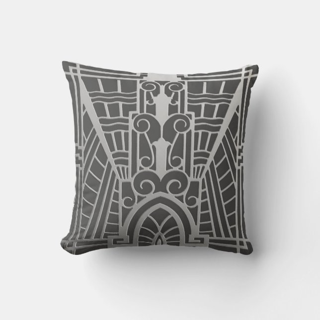 Deko Architektur Muster, Silver Gray / Grau Kissen (Vorderseite)