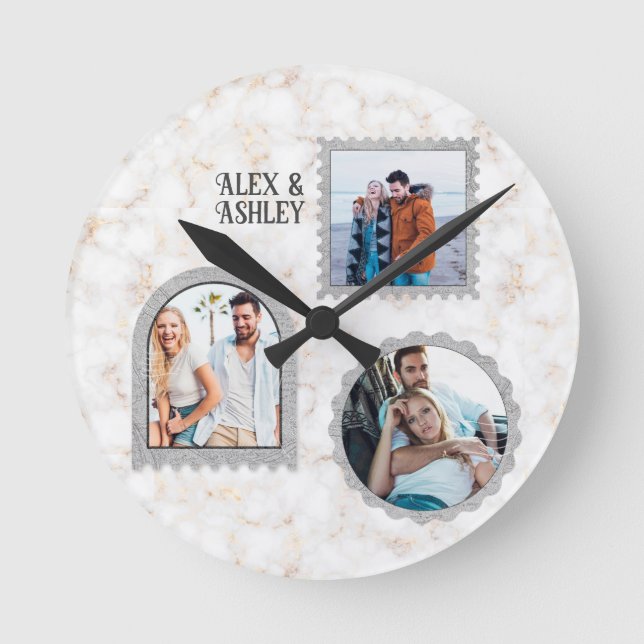 Deko Art Moderner Name des Fotos Runde Wanduhr (Vorderseite)