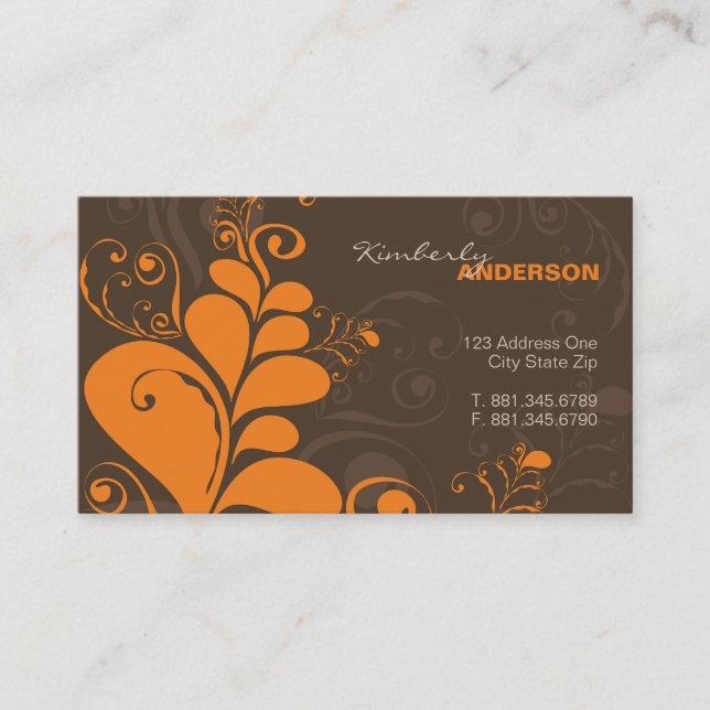 Deko-Blätter-Wirbels-Natur-rustikale Visitenkarte (Vorderseite)