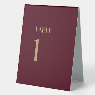 Deko   Burgundy Tischnummer Zelt-Zeichen Tischaufsteller