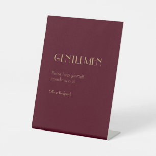Deko Burgundy Wedding Gentlemen Bathroom Sockelschild