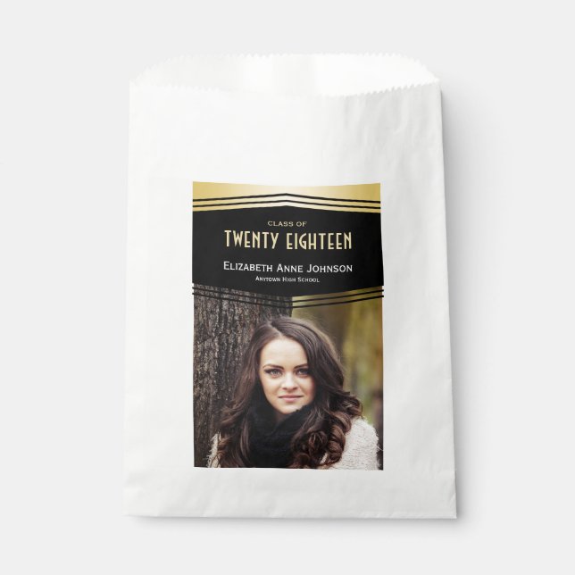 Deko Chevrons | 2 Foto Graduation Party Geschenktütchen (Vorderseite)