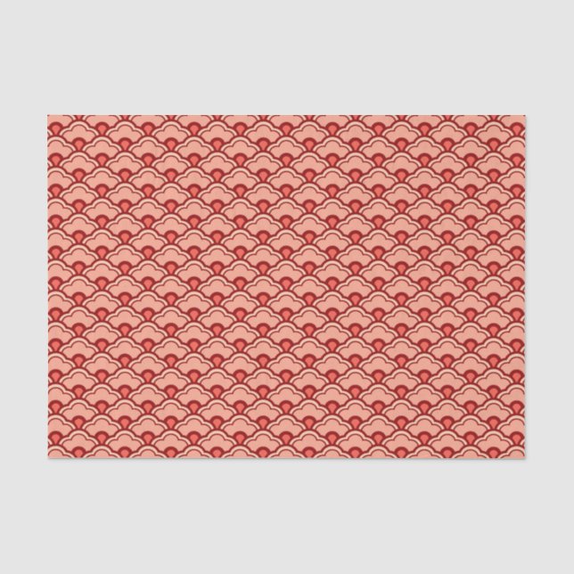 Deko-chinesische Kamm-Muscheln, Pfirsich, Rost und Seidenpapier (Vorderseite)