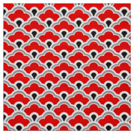 Deko-chinesische Kamm-Muscheln, Rot, Grau, Stoff