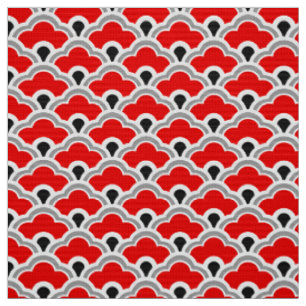 Deko-chinesische Kamm-Muscheln, Rot, Grau, Stoff