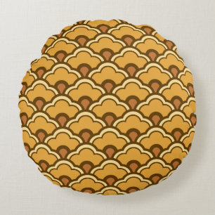 Deko-chinesische Kamm-Muscheln, Senf-Gold und Rundes Kissen
