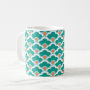 Deko Chinesische Scallops, Aquamarin, Aqua und Kor Kaffeetasse