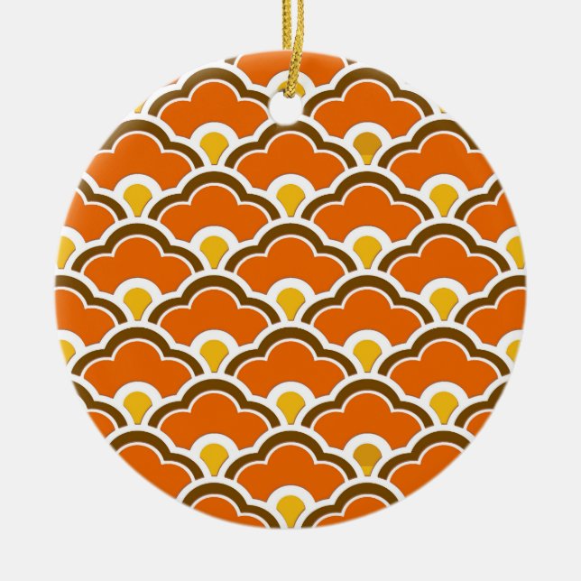 Deko Chinesische Scallops, Mandarin Orange Keramik Ornament (Vorne)