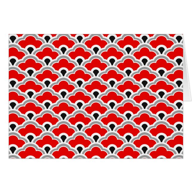 Deko Chinesische Scallops, rot, grau, schwarz und  (Vorderseite (Horizontal))