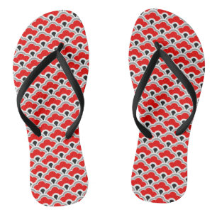 Deko Chinesische Scallops, rot, grau, schwarz und Flip Flops