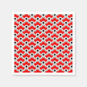 Deko Chinesische Scallops, rot, grau, schwarz und  Serviette