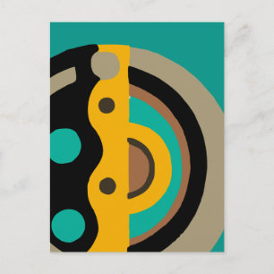 Deko Circle in Gold und Aquamarin Postkarte