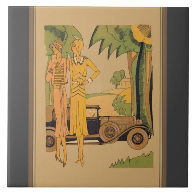 Deko Damen und Auto Fliese (Vorderseite)