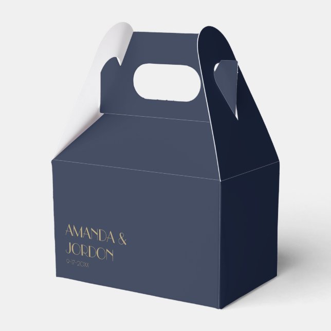 Deko | Dark Navy Hochzeitsgabel Geschenkschachtel (Vorderseite)