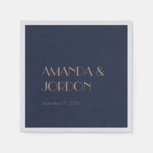 Deko   Dark Navy Wedding Cocktail Napkin Serviette