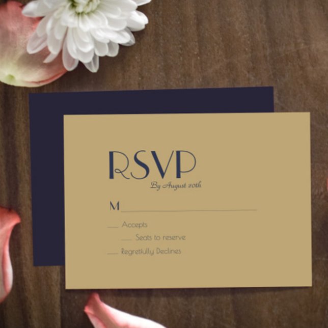 Deko | Dark Navy Wedding RSVP Card Karte (Von Creator hochgeladen)