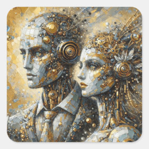 Deko der Futurist-Serie Kunstsammlung Quadratischer Aufkleber