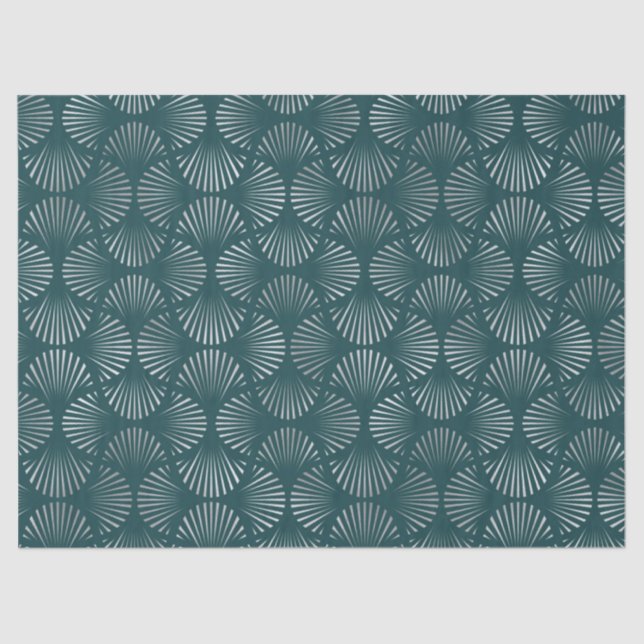 Deko des Aquamarinen und silbernen Deco-Lüftermust Seidenpapier (Vorderseite)