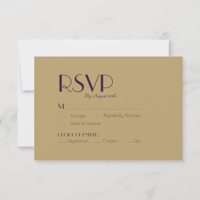 Deko | Dunkle Lila Hochzeitsmahlzeit RSVP Karte (Vorderseite)