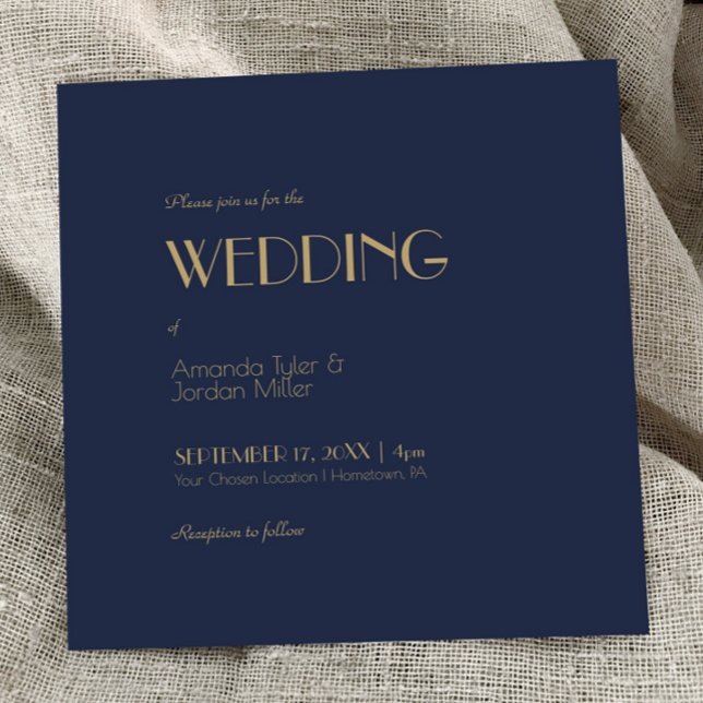 Deko | Dunkle Navy Square Wedding Einladung (Von Creator hochgeladen)