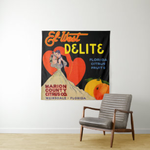 Deko El-West Delite Florida Citrus Fruit 1930 Wandteppich