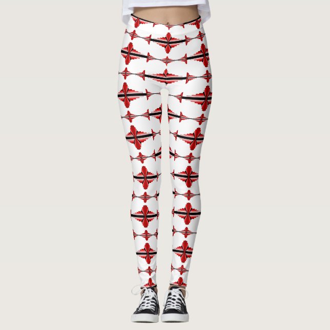 Deko-Element in tiefroten Leggings (Vorderseite)