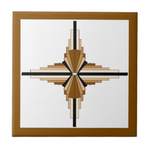 Deko-Elemente in dunklem und hellbraun Fliese