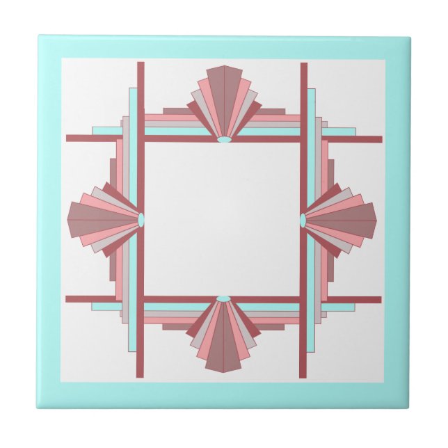 Deko-Elemente in dunkler Rose und Blau Fliese (Vorderseite)