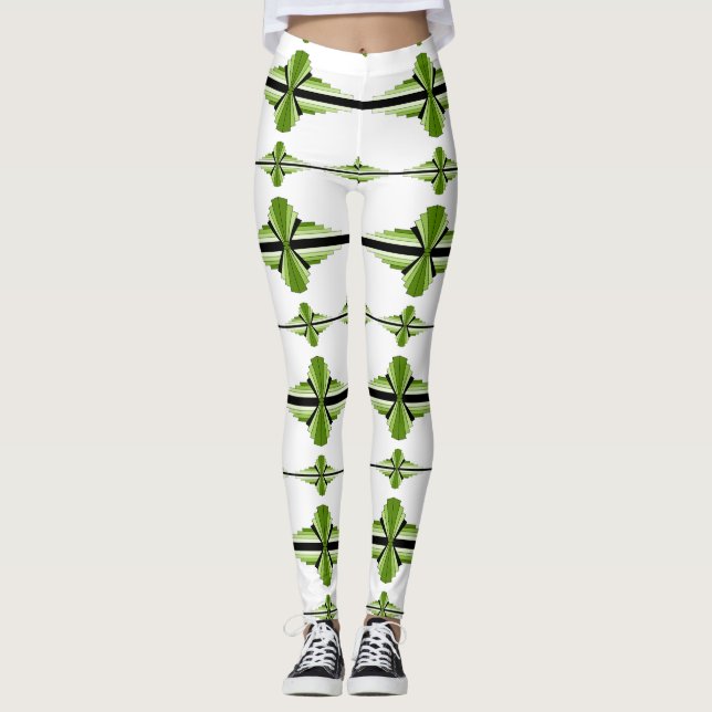 Deko-Elemente in moogrünen Leggings (Vorderseite)