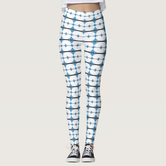 Deko-Elemente in sanft blau Leggings (Vorderseite)