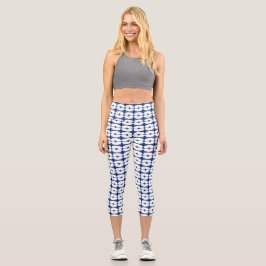 Deko-Elemente in tiefblauem Blau Capri Leggings