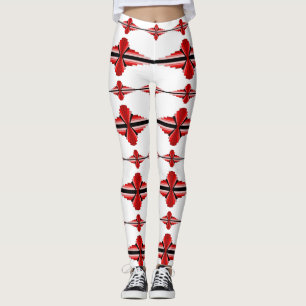 Deko-Elemente in tiefroten Leggings
