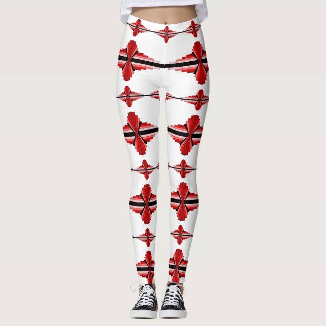 Deko-Elemente in tiefroten Leggings (Vorderseite)