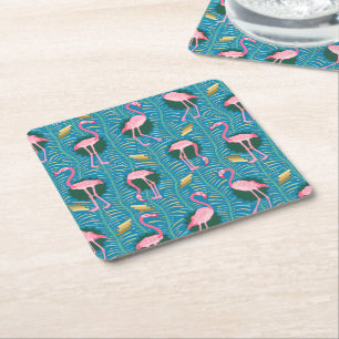 Deko-Farne der Flamingo-Vogel-20s kopieren blaues Rechteckiger Pappuntersetzer