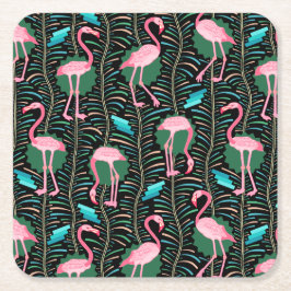 Deko-Farne der Flamingo-Vogel-20s kopieren Rechteckiger Pappuntersetzer