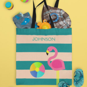 Deko-Flamingo-personalisierte Strand-Tasche Tasche