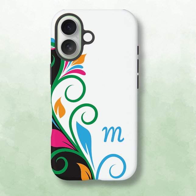 Deko Floral Monogram iPhone 16 Hülle (Von Creator hochgeladen)