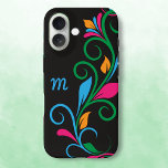 Deko Floral Monogram iPhone 16 Hülle<br><div class="desc">Personalisieren Sie dieses elegante Case-Mate Markengehäuse für Ihr Handy mit Ihrem eigenen Monogramm. Editieren Sie einfach im Zazzle Texteditor. Erstellt in einem kühnen, wirbelnden Blattlängenmuster AUF BACK mit leuchtenden Farbspritzen. Passt eine Vielzahl von Modellen an. Wählen Sie im Dropdown-Menü Ihre Option aus.</div>