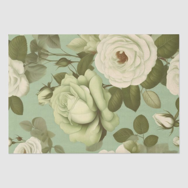 Deko für grün und weiß-italienische Blume / Seidenpapier (Vorderseite)