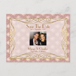 Deko Glam Gold Pink Muschel Save the Date Hochzeit Ankündigungspostkarte