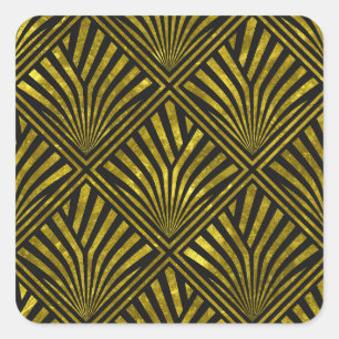 Deko Glamour: Gold- und Schwarz-Muster Quadratischer Aufkleber
