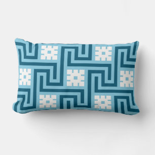 Deko Griechischer Schlüssel, Sky Blue und Navy Lendenkissen