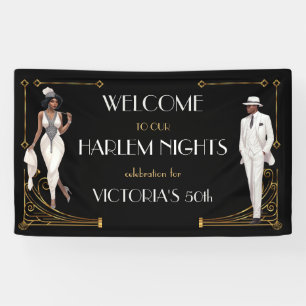 Deko Harlem Nights Flapper und Gentleman Willkomme Banner