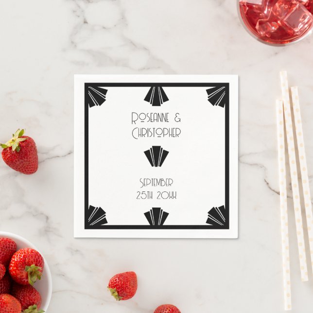 Deko-Hochzeit in Schwarz-Weiß Serviette (Beispiel)