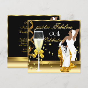 Deko Lady Gold Black zu fabelhaften Geburtstag Einladung