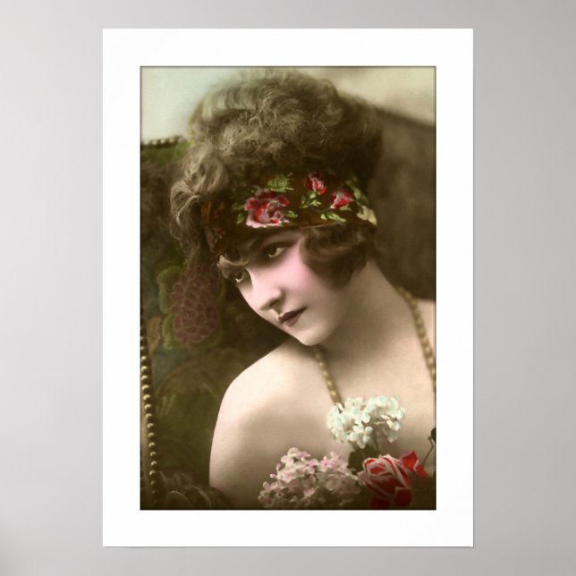 Deko Mädchen, Perlen, Blume sitzen im Stuhl (Vorne)