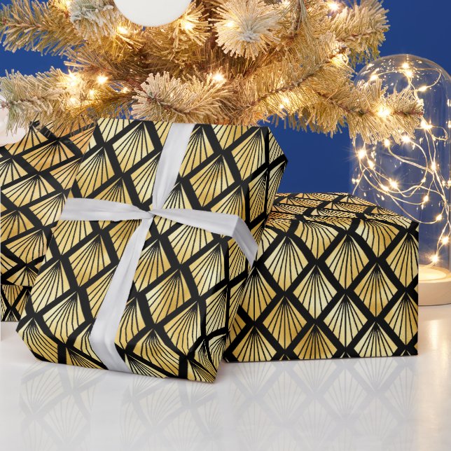 Deko-Muster aus Gold und Black Diamond Geschenkpapier (Feiertage)