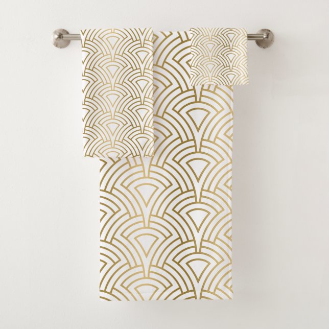 Deko-Muster aus Gold und Weiß Badhandtuch Set (Insitu)