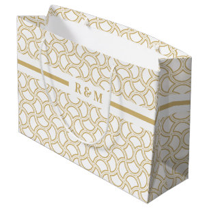 Deko-Muster aus Gold und Weiß Große Geschenktüte