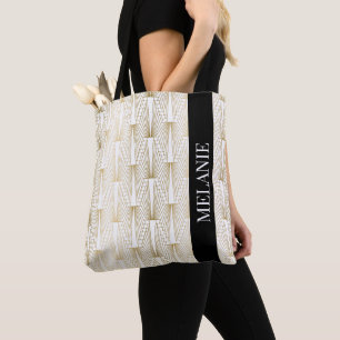 Deko-Muster aus Gold und Weiß Tasche
